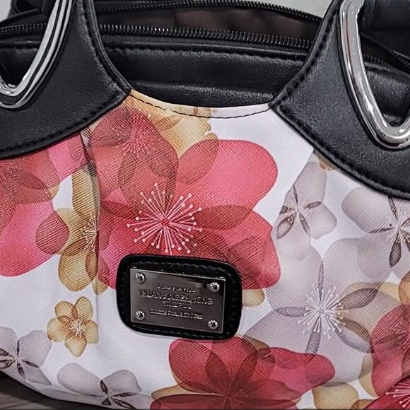 Floral Print Handbag with Black Handles & Silver Hardware NWOT - Picture 4 of 7